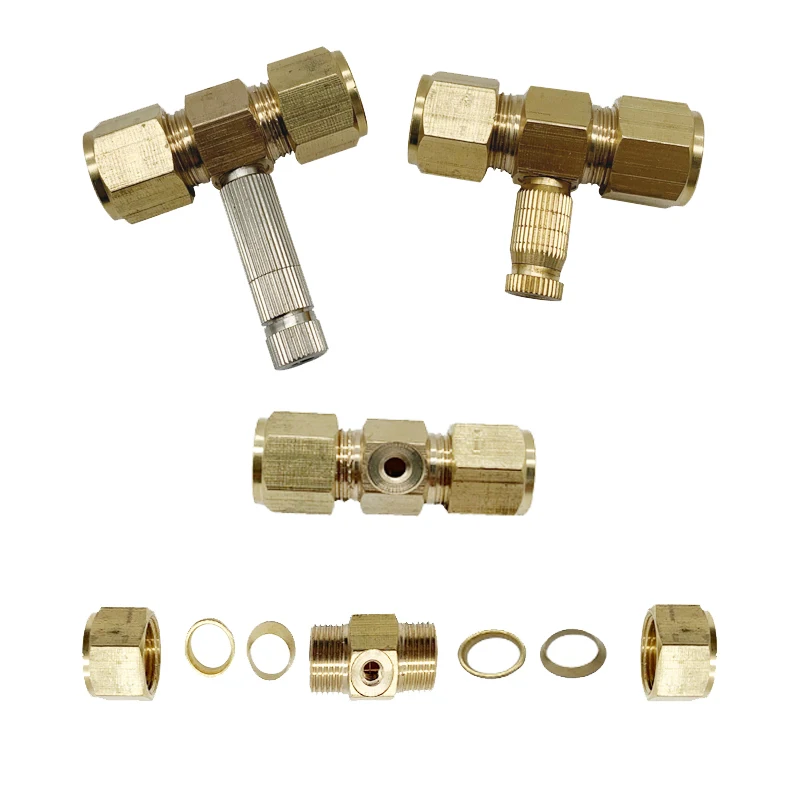 

E458 Inner Diameter 9.5mm High Pressure Micro Mist Connector Brass Staight Connectors Double Spray Fittings