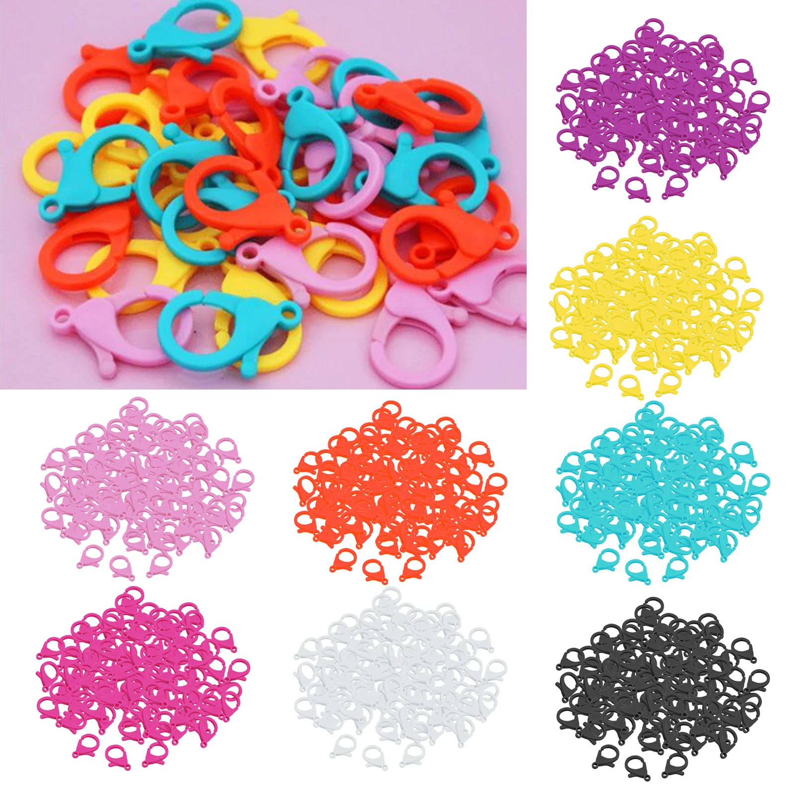 

100Pc Lobster Claws Clasp for Necklace Bracelets Jewelry DIY Keychain Making