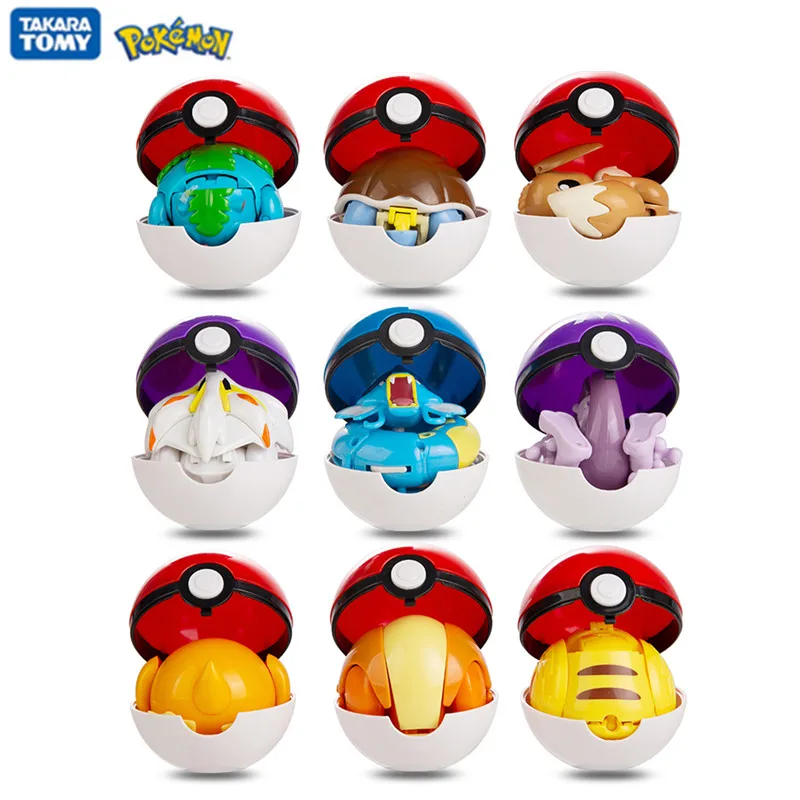 

New Genuine Pokemon Toy Set Pocket Monster Pokeball Deformation Pikachu Eevee Psyduck Anime Action Figure Model Pet Dolls Gift