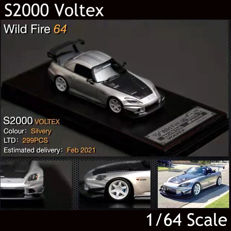 

Дикий огонь 1/64 модель автомобиля S2000 Voltex Смола установка автомобиля дисплей Коллекция подарков-ограниченный 299 шт-серебро
