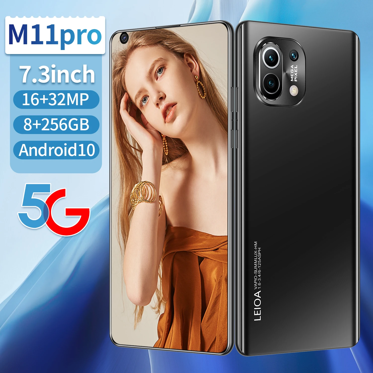 

New Arrival 2021 Smartpone M11 Pro 7.3 Inch Global Version 16+32MP Cell Phone 5G 6800mAh 8GB+256GB s MTK6889