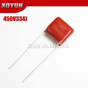 10 шт., Конденсатор CBB 450V334J 330NF 0,33 мкФ 334J 450V Pitch 10 мм CBB из полипропиленовой пленки