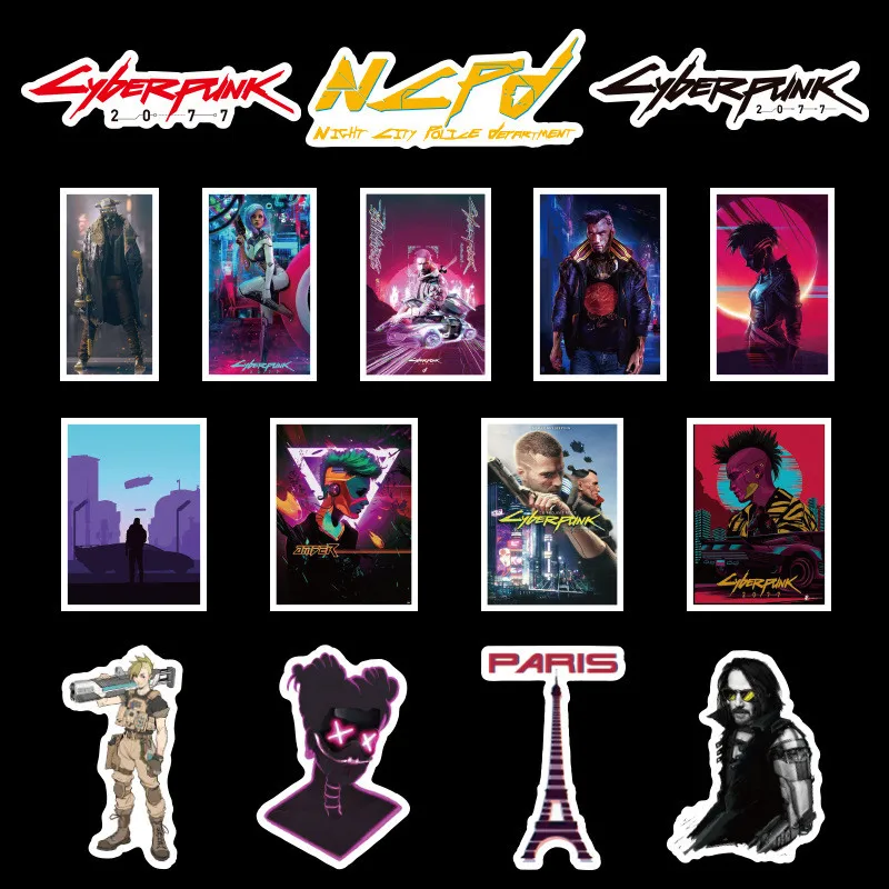 50 шт в наборе Лидер продаж наклейки из игры для лаптоп Чемодан ноутбук Cyberpunks