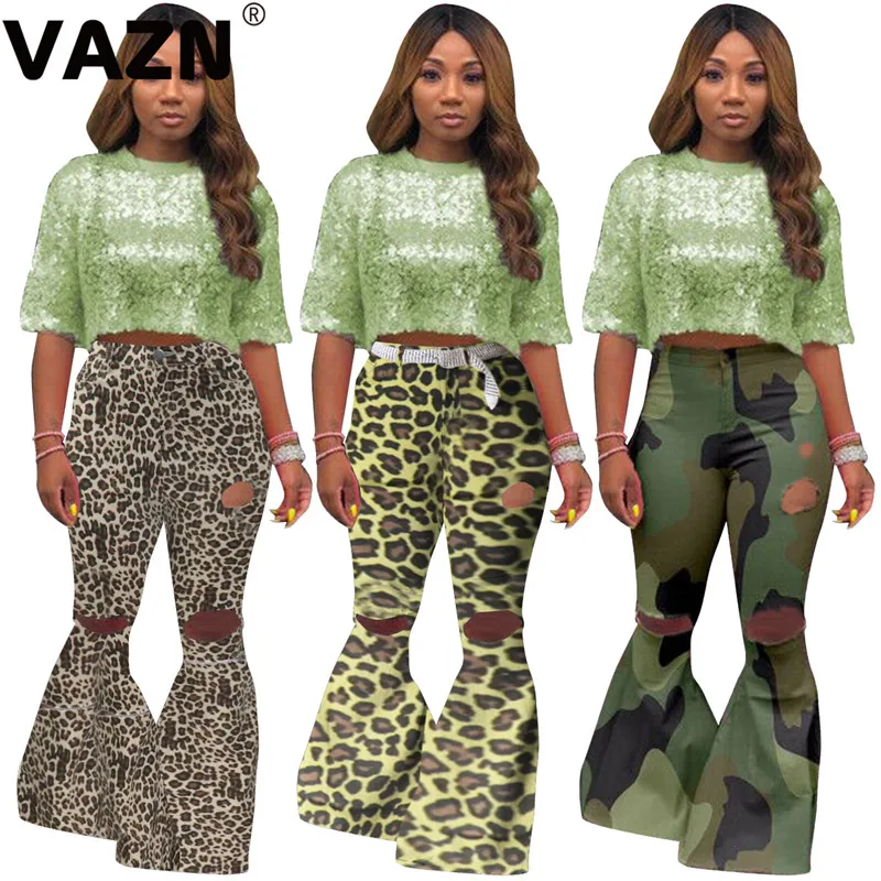 Женские камуфляжные брюки VAZN повседневные эластичные с плетением в виде