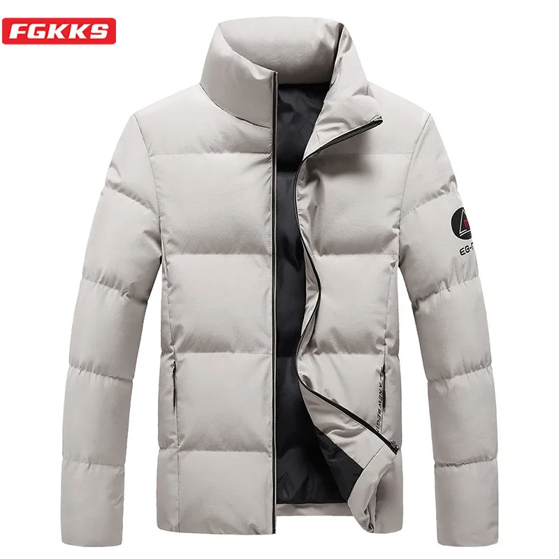 

Мужская теплая парка FGKKS, однотонная повседневная куртка, Толстая куртка на зиму