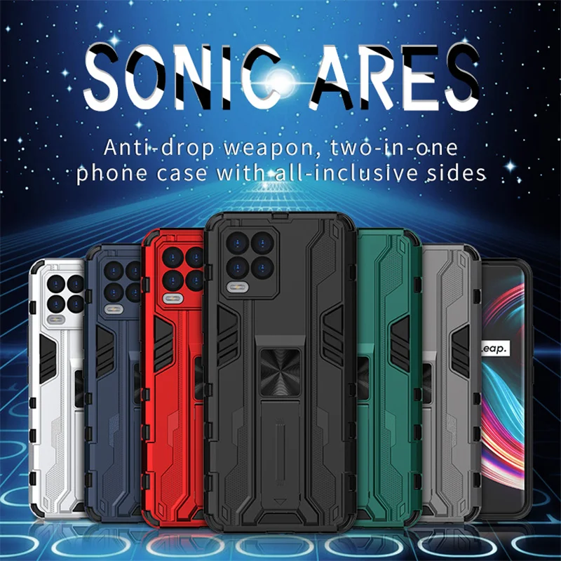 

For Oppo Realme 8 Pro 2021 Luxury Case Realme 8 Pro Bumper Magnetic Car Holder Stand Armor Back Cover Real Me 8 Pro Funda Case