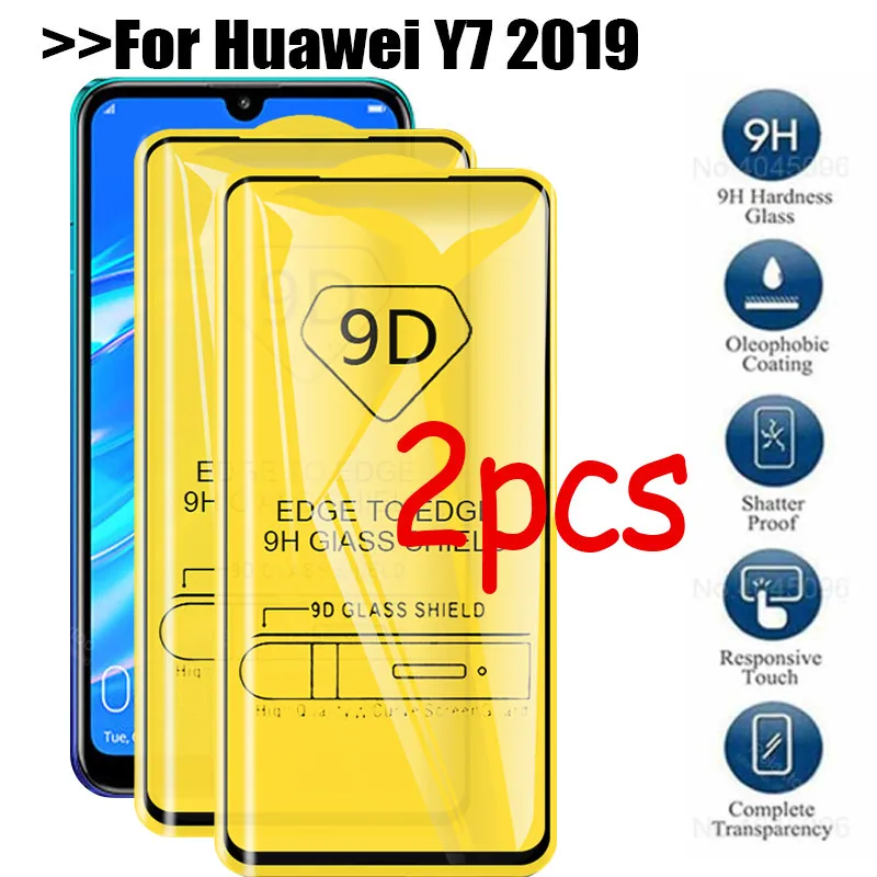 

2 шт. закаленное стекло для huawei y7 2019 flim hauweii y7 стекло y 7 y 7 7 y защитная пленка y7 safty стеклянная пленка y7 2019