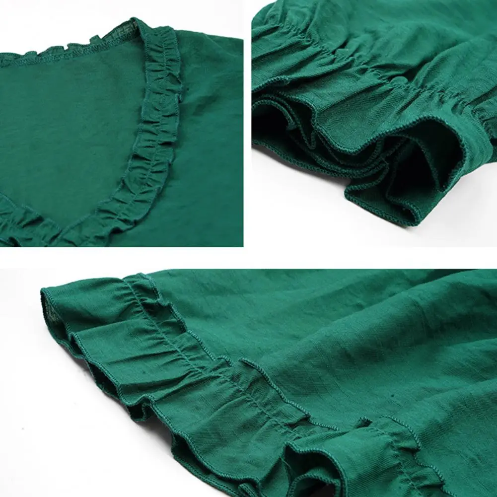 

Summer Dress Women Sexy V Neck Lantern Sleeve Large Hem Ruffles Women Dresses High Waist Sundress Ruffles A-line Mini Dress