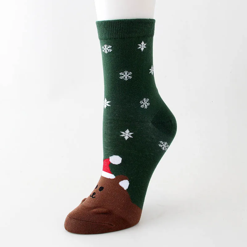 V Cotton Socks Cute Funny Women Sock Colorful Cartoon Kawaii Santa Elk Socks Christmas Gift For Girls Cute funny design#F - Цвет: V