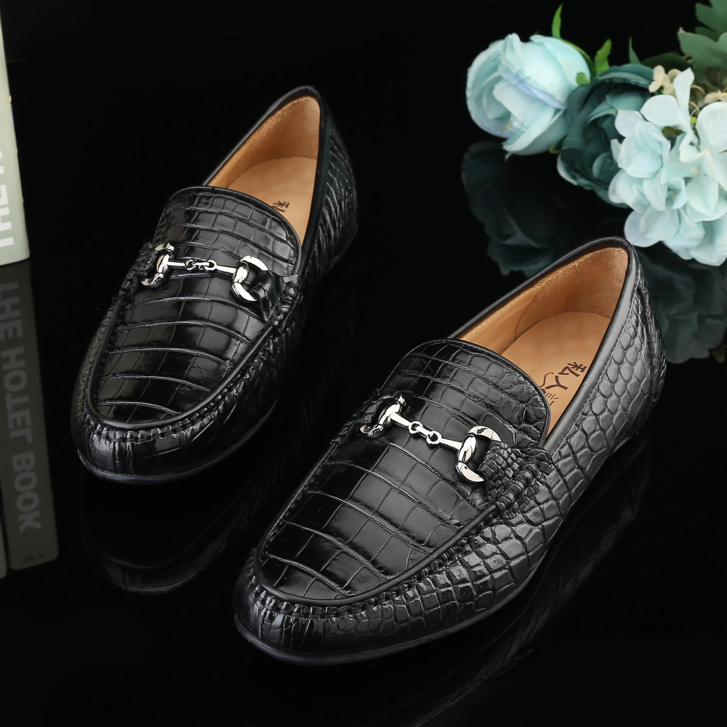 100% Genuine crocodile skin leather men fashion shoe soft leisure sneaker with cow lining black colors | Обувь