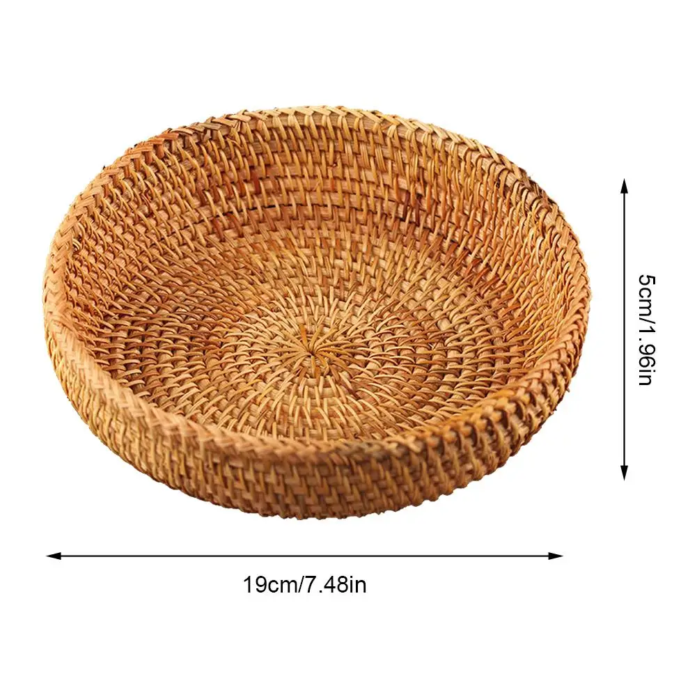 Бамбуковая круглая корзина для хранения ручной работы тарелка фруктов