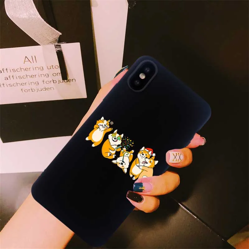 Cute Christmas Phone Covers for IPhone X XS MAX XR 8 7 6s Plus Case Funny Corgi Dog Soft Silicone All-included Back | Мобильные