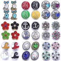 10pcslot high quality snap button jewelry diy crystal rhinestone flower 18mm 20mm metal snap buttons fit snap bracelet bangle