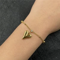 2022 new fashion women crystal love heart beads chain anklet women sexy party stainless steel crystal bracelet anklet jewerly