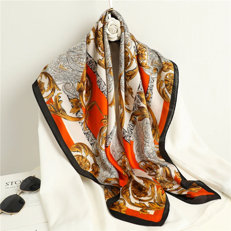 

Square Scarf Women Luxury Headband On The Head Wraps Silk Shawl Neckerchief Female Hijab Ladies foulard Hair Bands Bandana
