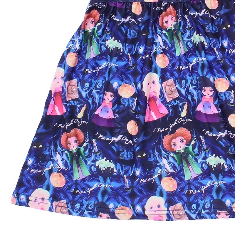 Лидер продаж ведьма Платье с рисунком для детей на День Благодарения одежда Flutter