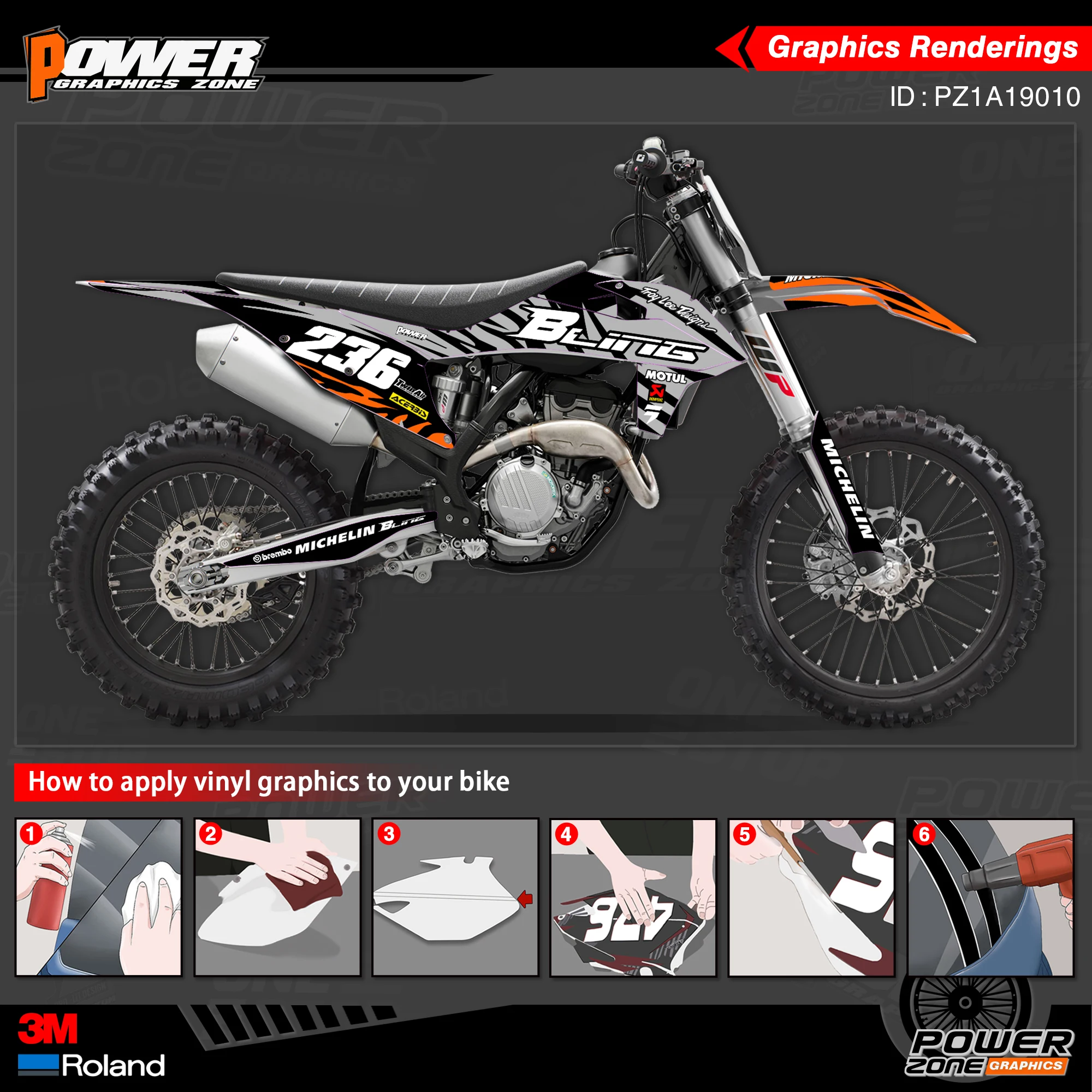 Персонализированные графические фоны PowerZone Team наклейки 3M Набор наклеек для KTM SX SXF