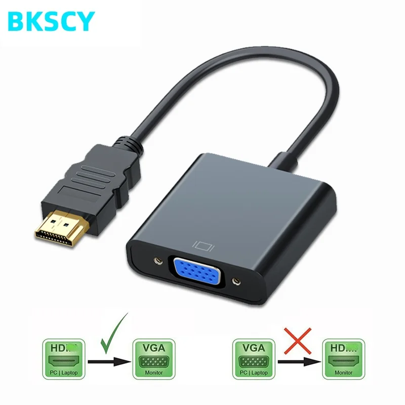 BKSCY HDMI-Compatible to VGA Adapter Male To Famale Converter 1080P Digital Analog Video Audio For PS4 TV PC Laptop | Электроника