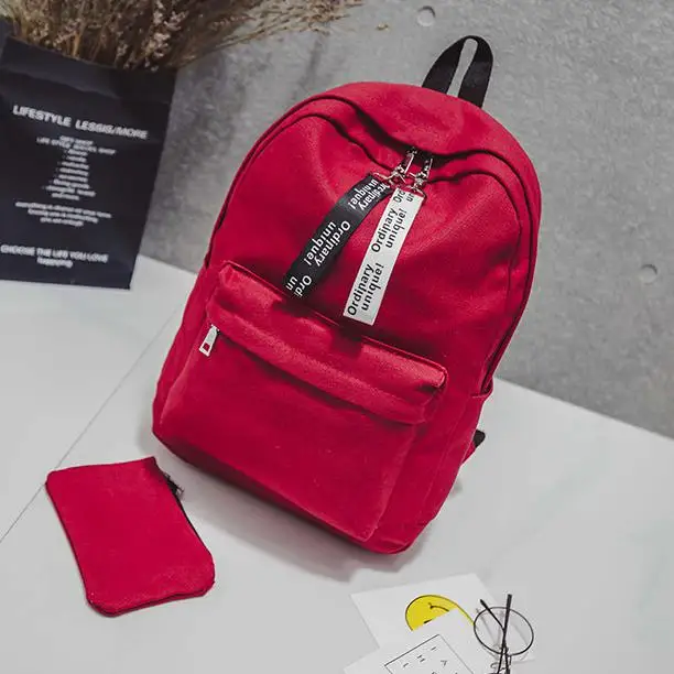 Модный однотонный женский рюкзак, школьная сумка для подростков, рюкзак Mochilas, женский рюкзак, рюкзак - Цвет: Red