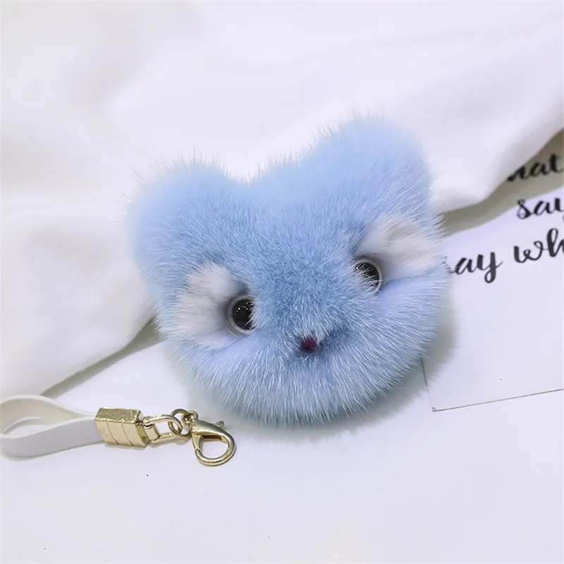 Новинка подвеска из натурального меха норки милый брелок с головой кота