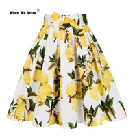 2021 new y2k floral print white lemon skirt ss0012 harajuku jupe femme vintage cotton women summer skater pleated skirt