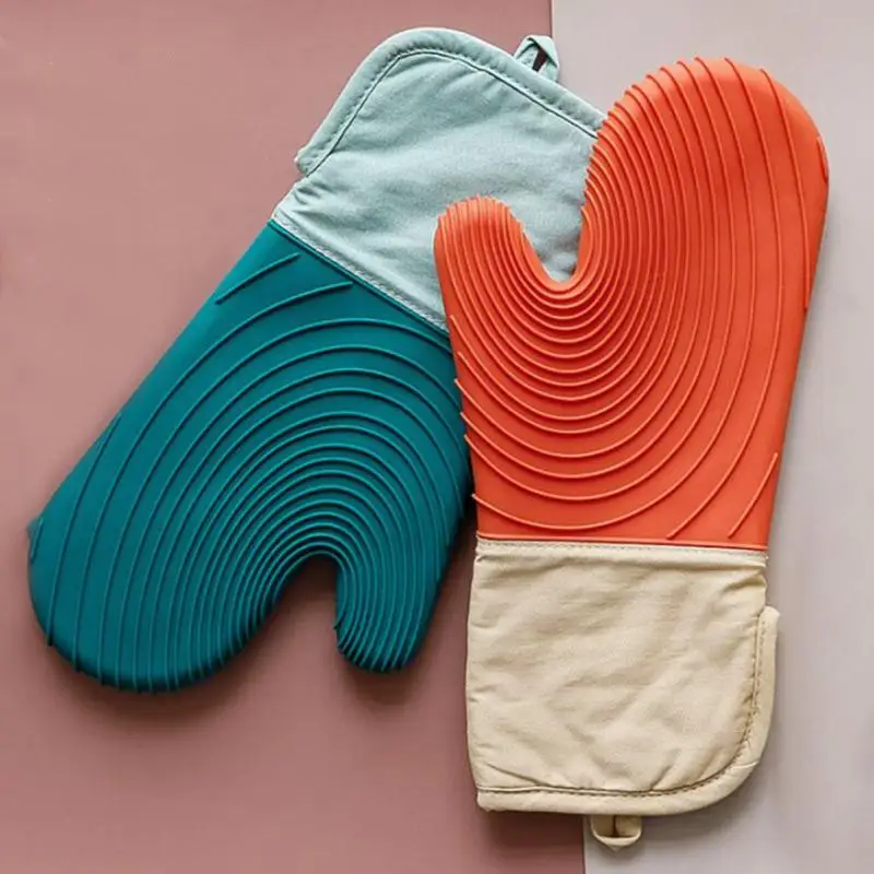 

1 Pcs Baking Anti-scalding Gloves Simple Thickened Silicone Heat-proof Gloves Microwave Bakeware Oven Gloves Kitchen Tools