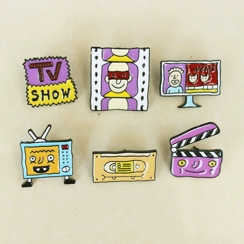 Ретро ТВ Броши телевидение 80s брошь булавки милые винтажные шоу новости