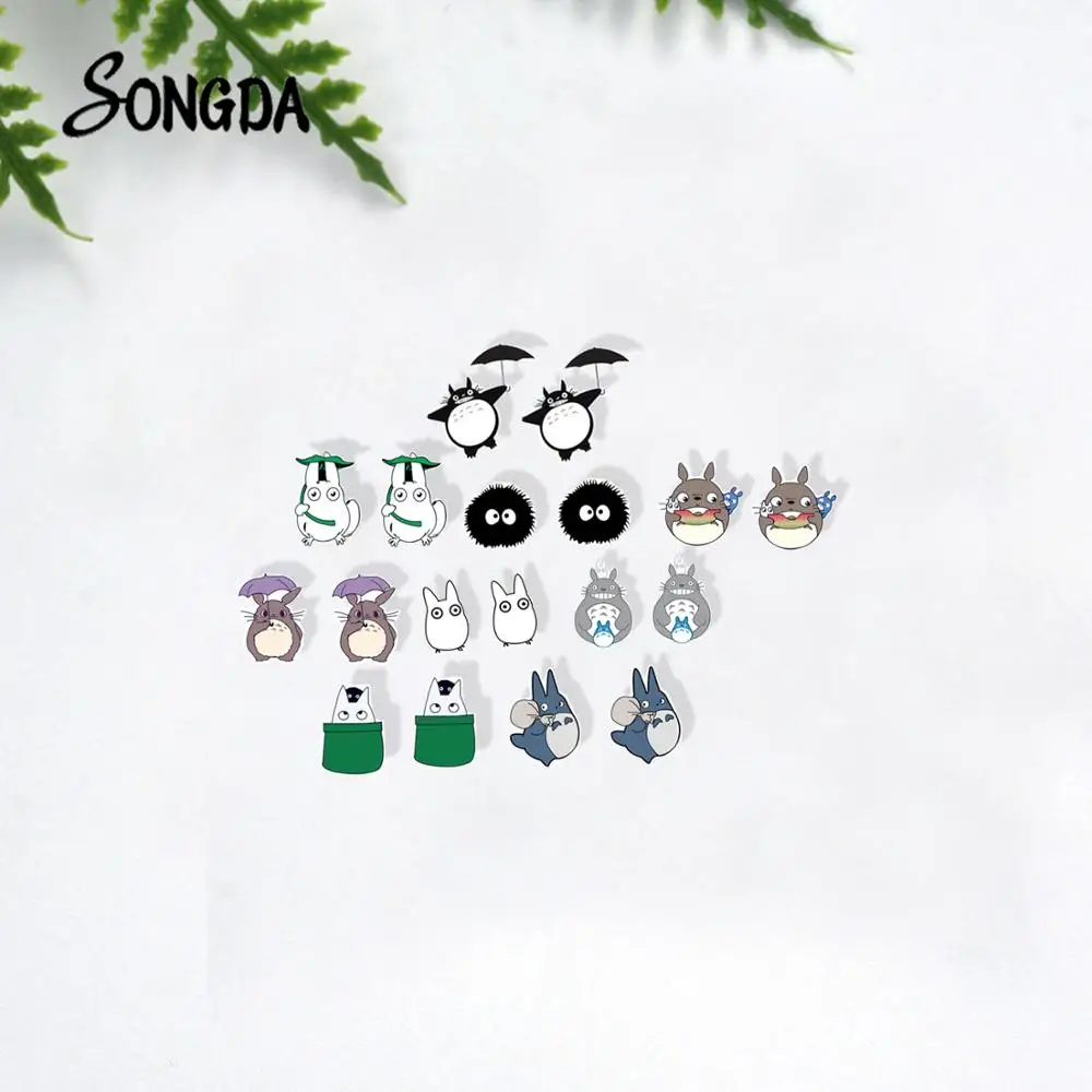 

Funny Mini My Neighbor Totoro Shrink Dinks Earrings Classic Anime Fashion Print Epoxy Resin Acrylic Ear Studs Accessories Bijoux