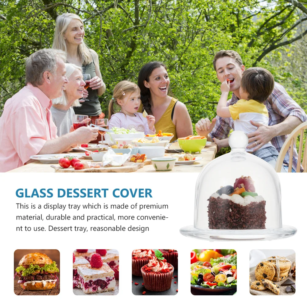 

2Pcs Household Cake Cover Glass Cover Kitchen Dessert Bread Covers