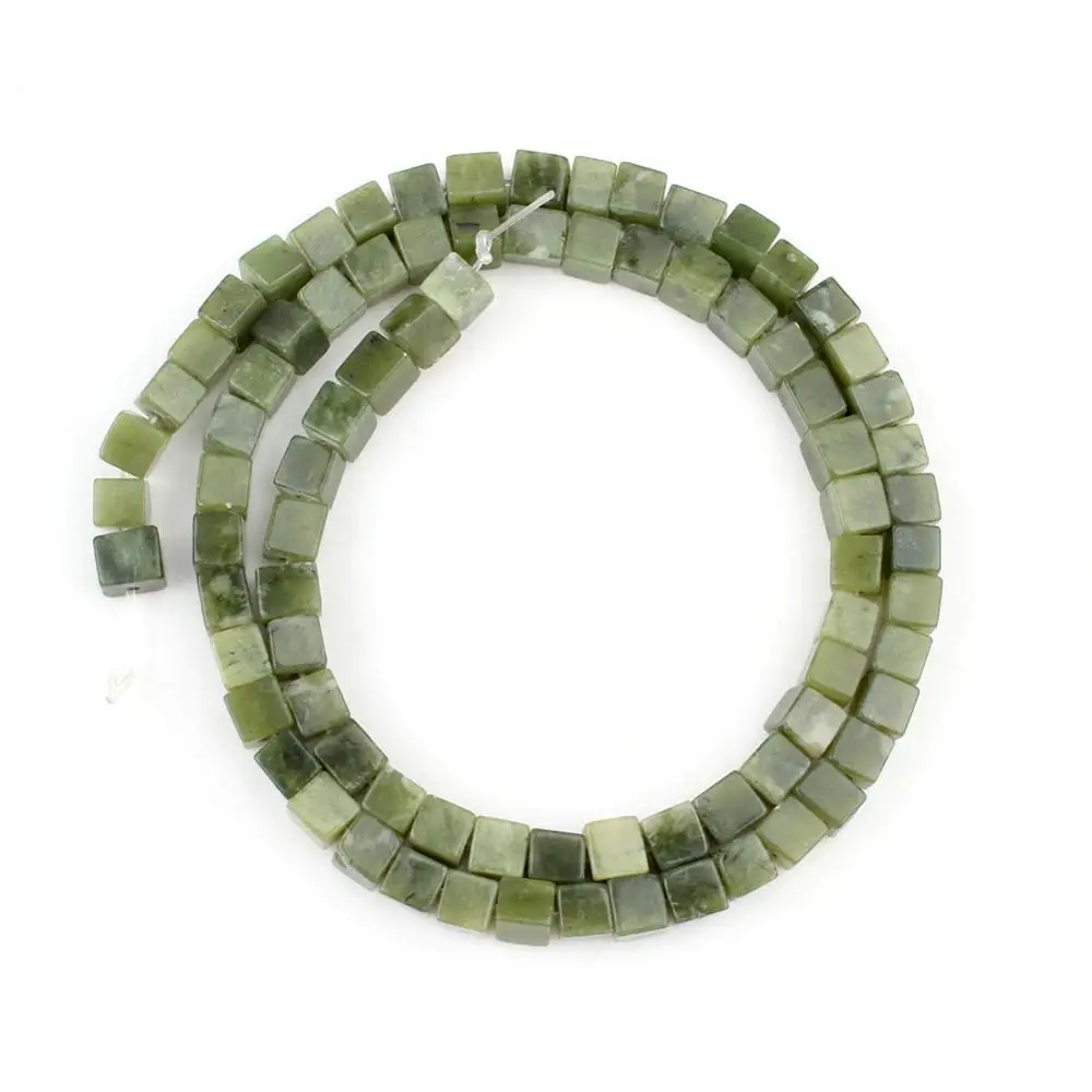 Canadian Jade 5*5 мм Квадратные бусины из натурального материала розовый кристаллический кварц Агаты морской осадок бусины для самостоятельного изготовления ювелирных изделий браслет серьги аксессуары - Цвет: Canadian Jade