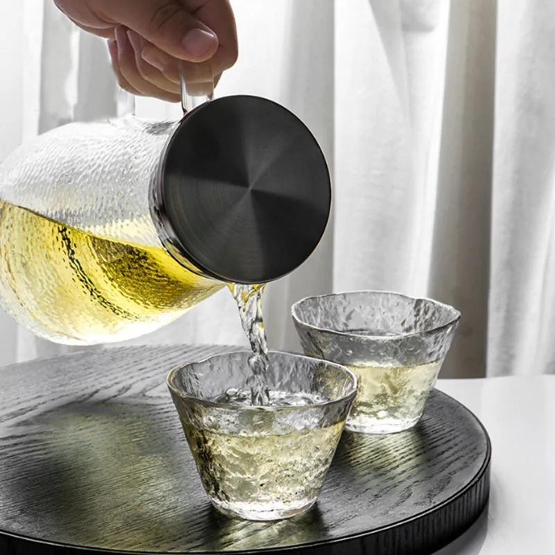 Стеклянный кувшин для воды с ручкой горячей и холодной фруктового сока цветка