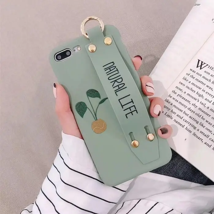 F Чехол DIS модный однотонный мягкий чехол для телефона для iphone XS MAX XR X 6 6s 8 7plus роскошный браслет подставка милый мультяшный чехол - Цвет: F