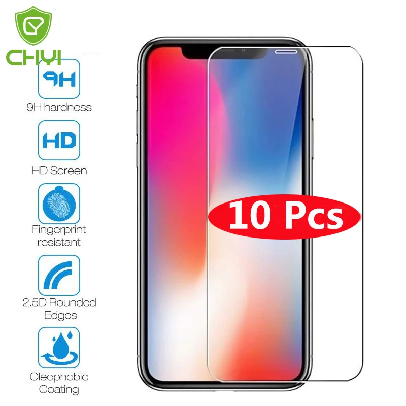 Закаленное стекло для iPhone X 10 шт. защитная пленка экрана XS MAX XR 5 6 6s 7 8 Plus 11 pro |