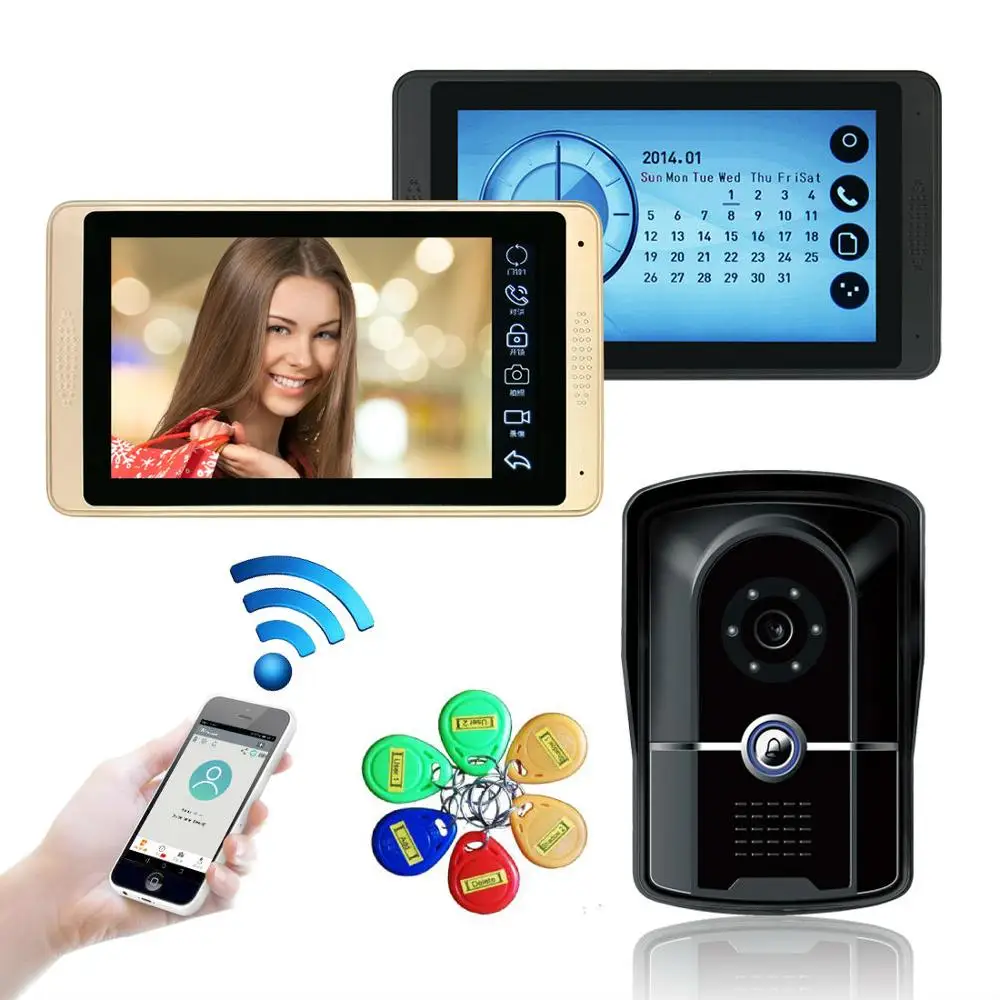 Видеодомофон с Wi Fi RFID 7 дюймов 2 монитора|Видеодомофон| |
