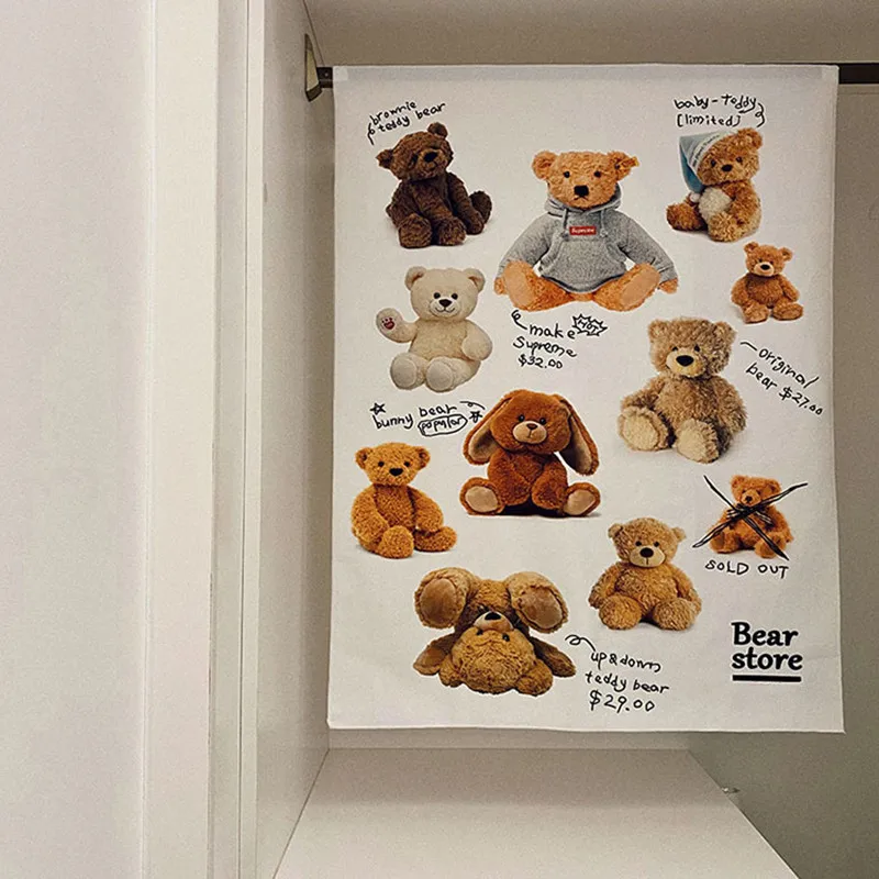 CuteLife Милая ткань Kawaii Bear гобелен из макраме стол живопись Dorm стена штора-гобелен