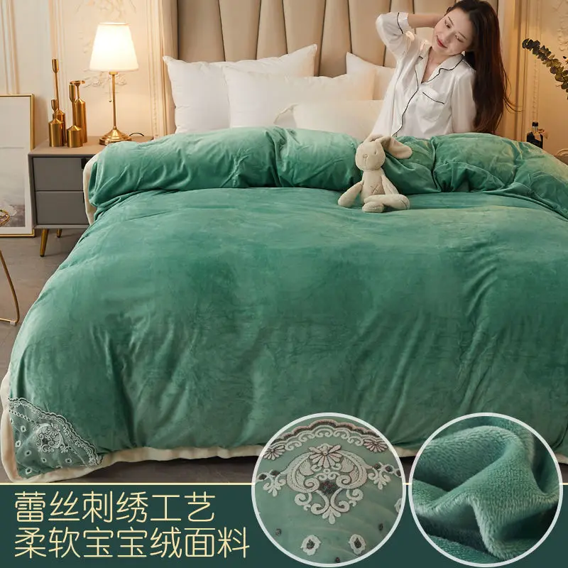 

Solid Color Velvet Duvet Cover for Household Winter Warmth Thick Bedding Set Bedroom Set Twin Queen King Duvet Cover
