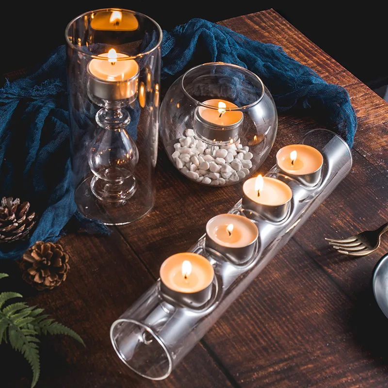 

Nordic minimalistic ins creative glass candle holder decoration restaurant table romantic candlelight dinner display props