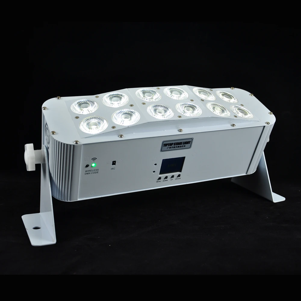 Comprare Freeshipping Bianco/Nero Cassa Di Batteria Senza Fili Ha Condotto La Luce Della Rondella Della Parete 12x18W RGBWA Viola 6in1 Di Colore 2.4G Wireless Antenna Bar