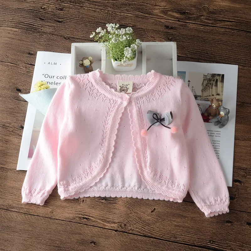 Весенний Детский свитер кардиган куртка для девочек 100% хлопок верхняя одежда 1 2 4