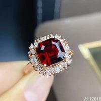 kjjeaxcmy fine jewelry 925 sterling silver natural gem garnet new womans lady girl female crystal ring support test hot selling