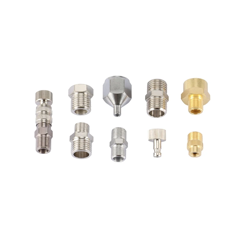 

Адаптер для аэрографа, 9 шт., в том числе Аэрограф с распылителем, быстроразъемный разъем, для инструмента воздушного компрессора