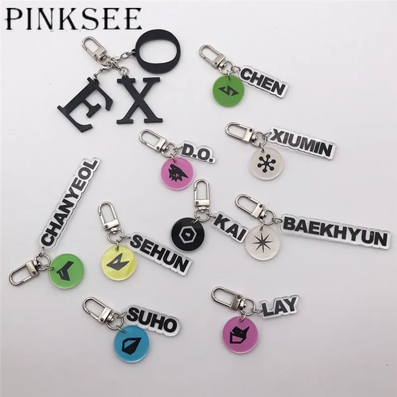 Pinksee 2019 альбом Kpop EXO String брелок индивидуальный ключ кольцо пластиковый CHANYEOL SEHUN