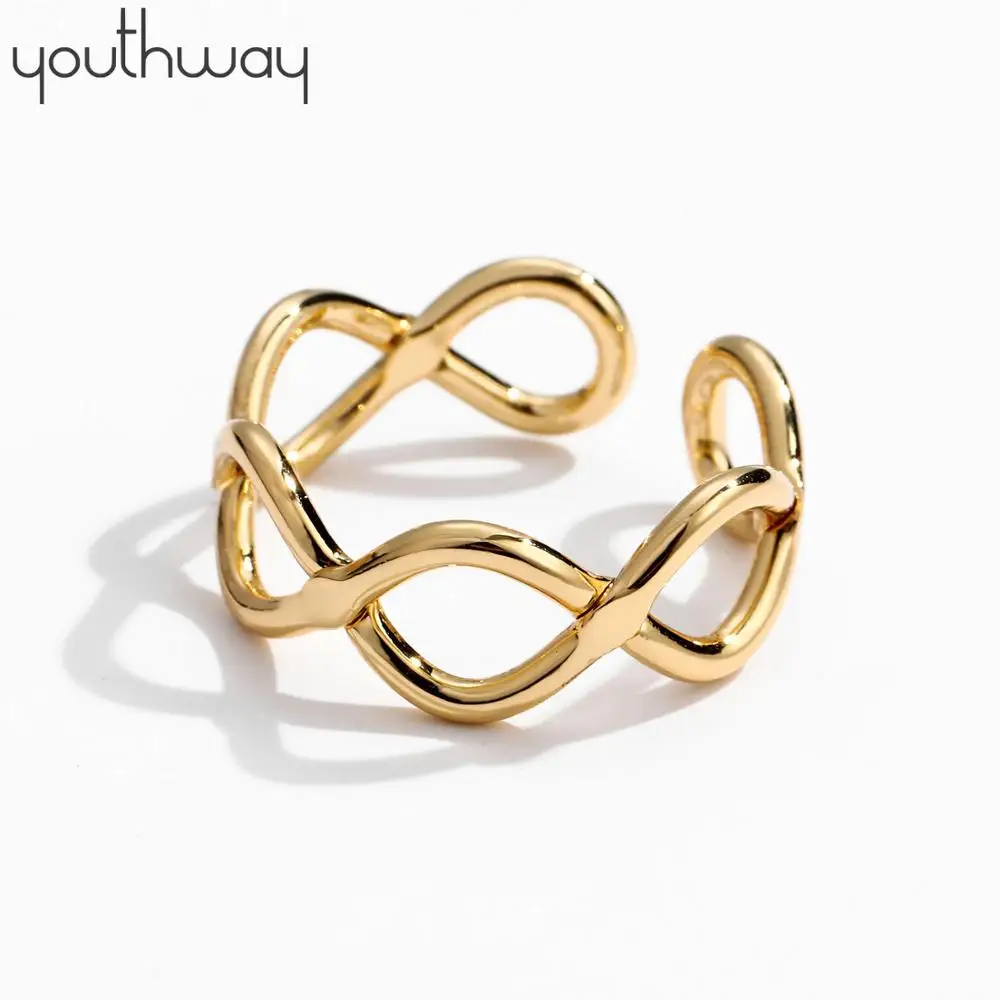 Новое поступление крестообразное кольцо золотистого цвета латунное Открытое