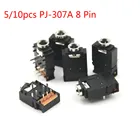 510 шт. PJ-307A 8 Pin 3,5 мм стерео аудио разъем 3,5 двойной трек наушников 8 контактов с выключателем разъем