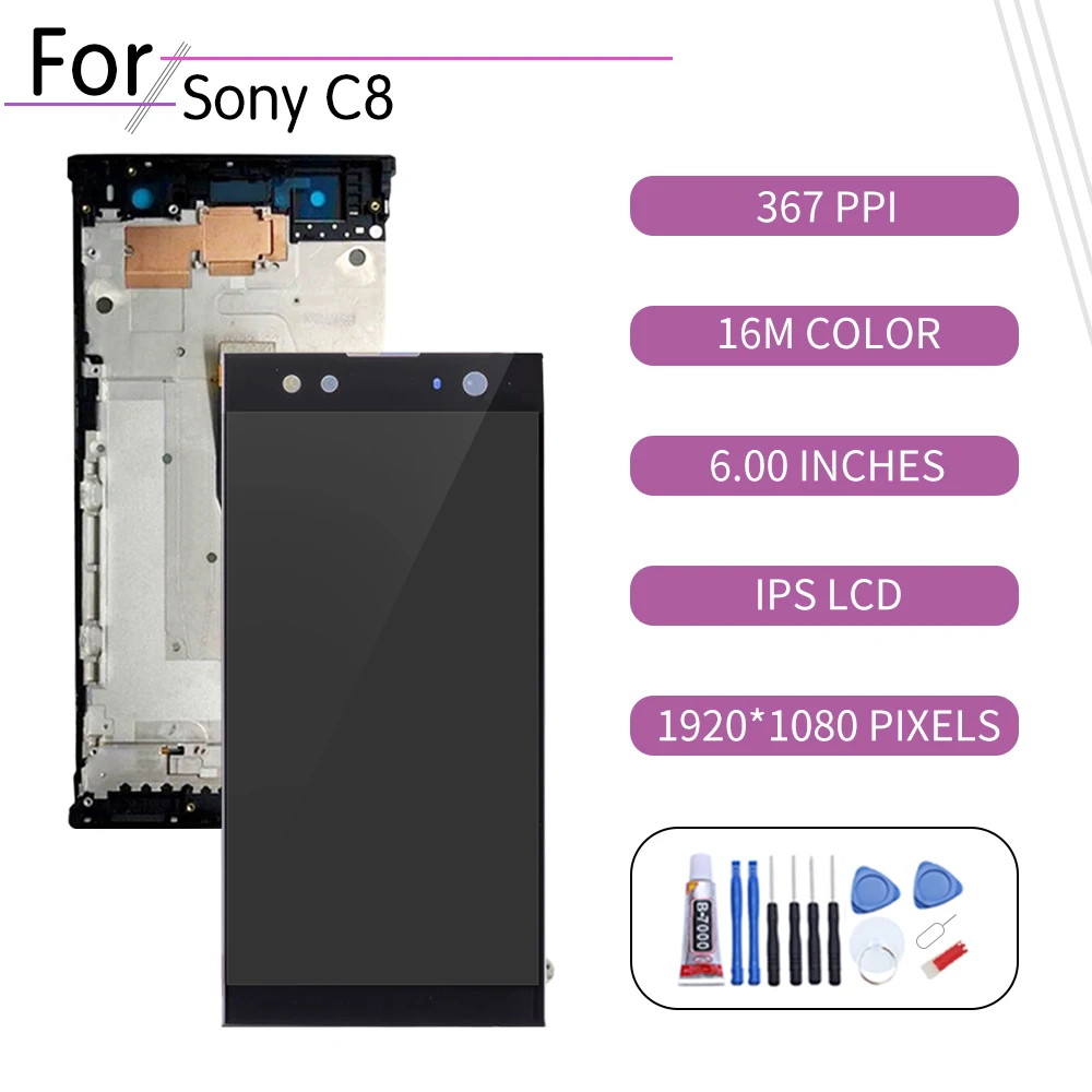 6. Дигитайзер сенсорного ЖК экрана в сборе для Sony Xperia XA2 Ultra дисплей с рамкой C8 H3213