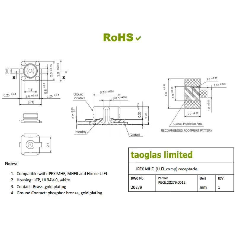 Высококачественное сиденье UFL IPEX/разъем IPX RF коаксиальное кресло U.FL-R-SMT 20279-001E 20 шт.