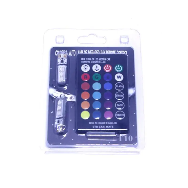 2 шт. RGB разноцветный T10 5050 6SMD клиновисветильник свет мигающая лампа с пультом