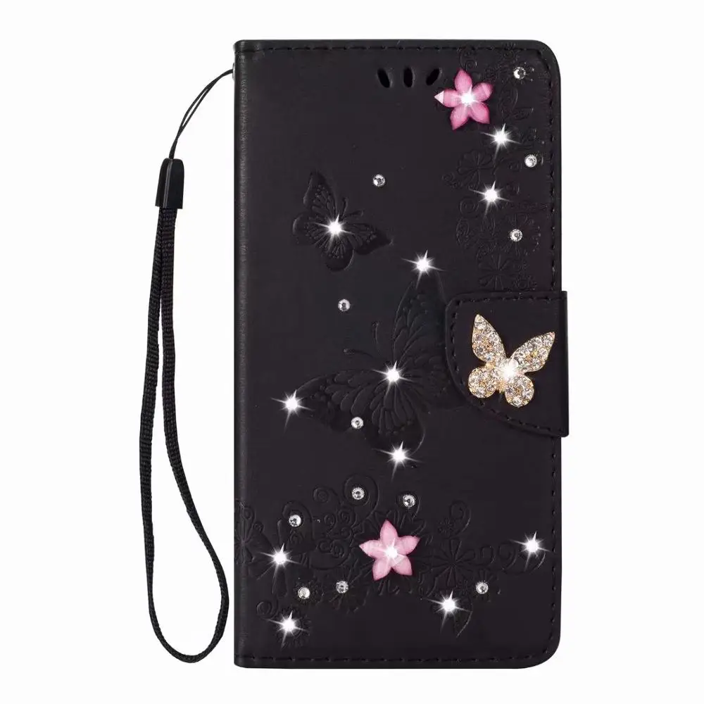 С сияющими блестками 3D тисненый узор с бабочками из искусственной кожи чехол