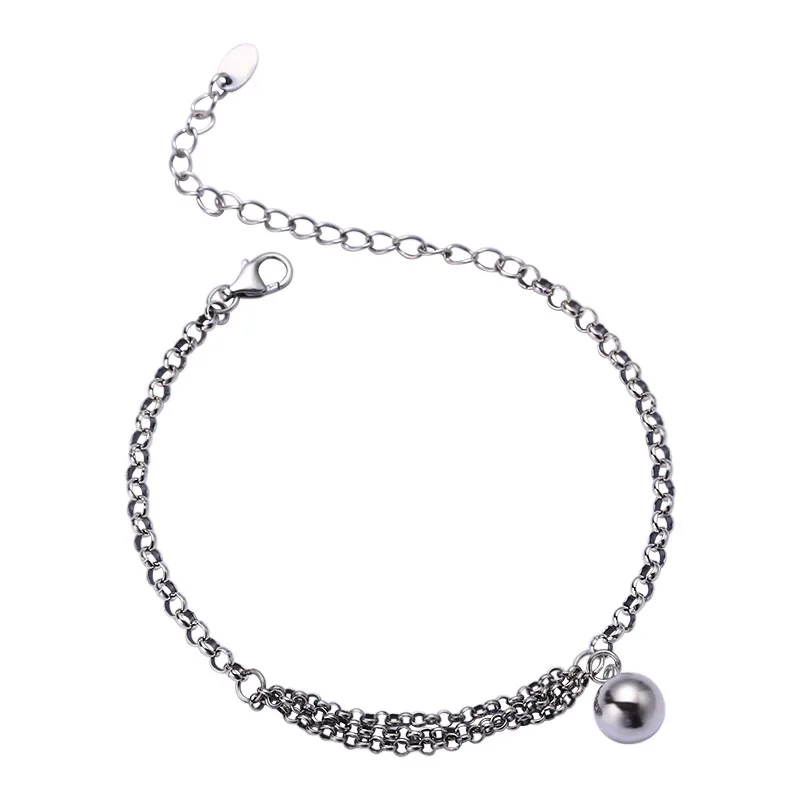 

Flyleaf Double Asymmetry Ball 100% 925 Sterling Silver Bracelets For Women Fashion Fine Jewelry Bracelets & Bangles Vintage