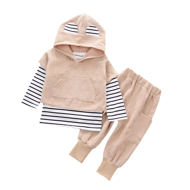 Детские комплекты одежды осенняя Вельветовая Одежда для мальчиков толстовки